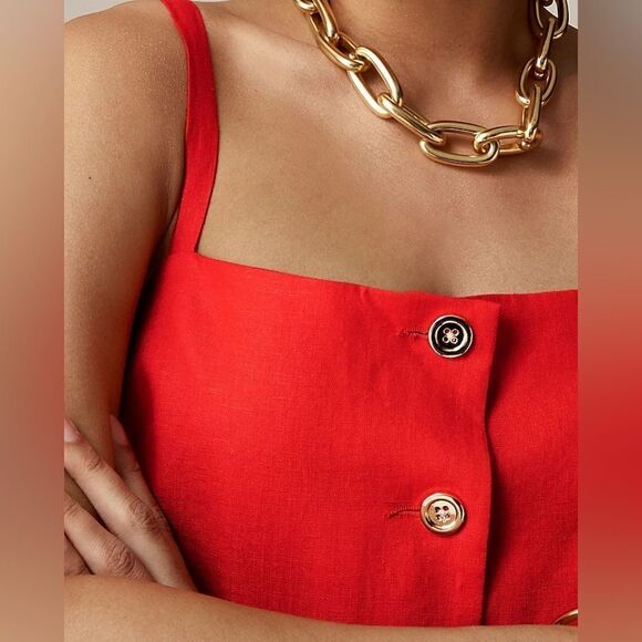 NWT J CREW Claudia dress in linen red - Picture 3 of 8